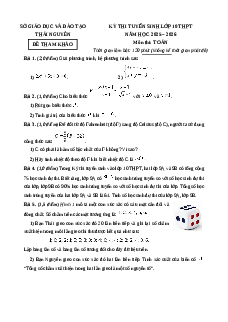 Đề minh họa Toán thi vào lớp 10 Thái Nguyên 2025