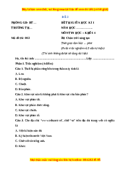 Đề thi giữa kì 1 Tin học lớp 4 Chân trời sáng tạo - Đề 3