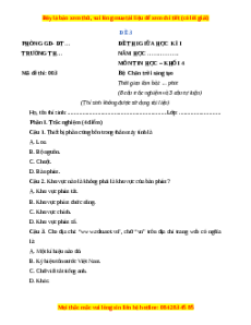 Đề thi giữa kì 1 Tin học lớp 4 Chân trời sáng tạo - Đề 3