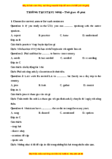 Đề thi giữa kì 1 Tiếng Anh 9 trường THCS Thụy Ninh