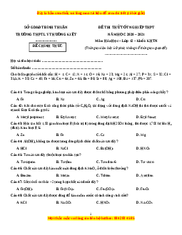 Đề thi thử Hóa Học trường Lý Thường Kiệt năm 2021