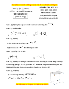 Đề thi cuối kì 1 Toán 7 Chân trời sáng tạo trường THCS Trường Chinh - Tân Bình - HCM