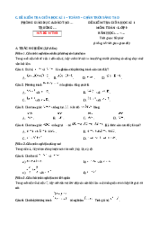 Đề thi giữa kì 1 Toán 9 Chân trời sáng tạo (Đề 8)
