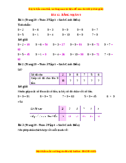 Giải Sgk Toán lớp 3 Bài 12: Bảng nhân 9 (Cánh diều)