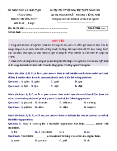 Đề thi thử tốt nghiệp Tiếng Anh Liên trường THPT Hải Dương năm 2024