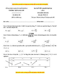 Đề thi thử Toán trường Kinh Môn năm 2021