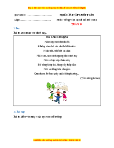 Bài tập cuối tuần Tiếng việt lớp 1 Tuần 19 Kết nối tri thức (có lời giải)