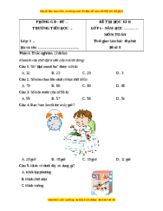 Đề thi cuối kì 2 Toán lớp 1 Chân trời sáng tạo (Đề 8)