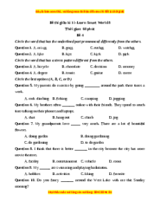 Đề thi giữa kì 1 Tiếng Anh 8 ilearn smart world (đề 4)