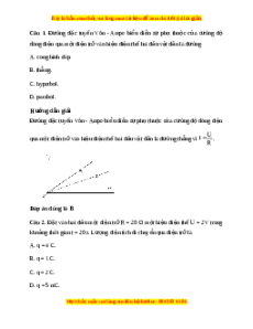 Trắc nghiệm Điện trở. Định luật Ohm Vật lí 11 Kết nối tri thức