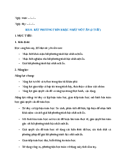 Giáo án Bất phương trình bậc nhất một ẩn Toán 9 Kết nối tri thức