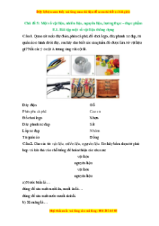 Trắc nghiệm Một số vật liệu, nhiên liệu và nguyên liệu KHTN 6 Cánh diều