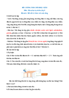 Đề cương ôn tập Cuối kì 2 Khoa học tự nhiên 9 Kết nối tri thức