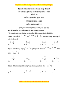 Đề thi giữa học kì 2 Toán 7 Kết nối tri thức có đáp án (Đề 9)