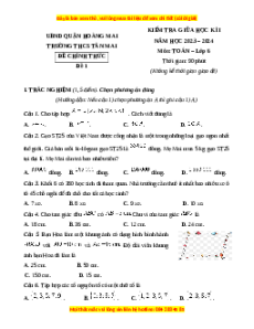 Đề thi giữa kì 1 Toán 6 Cánh diều trường THCS Tân Mai - Hà Nội