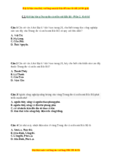 Trắc nghiệm Bài 18 Địa lí 9: Vùng Trung du và miền núi Bắc Bộ (tiếp theo)