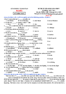 Đề thi vào 10 Tiếng Anh Tỉnh Bạc Liêu năm 2023-2024