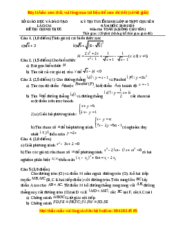 Đề thi vào 10 môn Toán tỉnh Lào Cai năm 2020