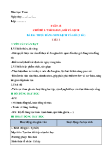 Giáo án Thực hành xem giờ Toán lớp 1 Kết nối tri thức