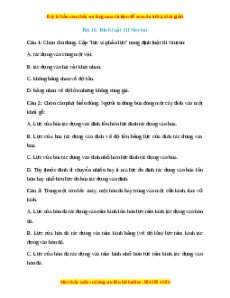 Trắc nghiệm Định luật 3 Newton Vật lí 10 Kết nối tri thức