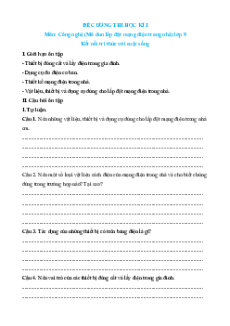 Đề cương Cuối kì 1 Công nghệ 9 Kết nối tri thức Lắp đặt mạng điện trong nhà