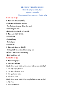 Đề cương Giữa kì 1 KHTN 6 Cánh diều (song song)