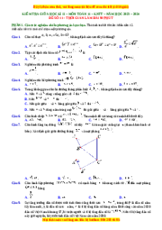 Đề thi giữa kì 2 Toán 11 Kết nối tri thức (theo cấu trúc đề minh họa 2025) Đề 11