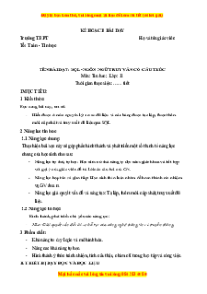 Giáo án Bài 14 Tin 11 Kết nối tri thức: SQL - Ngôn ngữ truy vấn có cấu trúc
