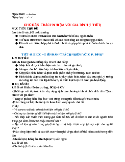 Giáo án HĐTN 10 Kết nối tri thức Chủ đề 5. Trách nhiệm với gia đình
