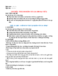 Giáo án HĐTN 10 Kết nối tri thức Chủ đề 5. Trách nhiệm với gia đình