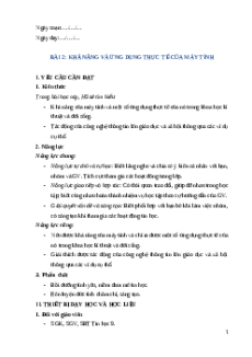 Giáo án Bài 2: Khả năng và ứng dụng thực tế của máy tính Tin học 9 Cánh diều