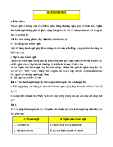 Bài tập Thành ngữ lớp 7 (có đáp án)