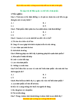 Trắc nghiệm Ôn tập Chủ đề Bảo quản và chế biến thực phẩm Công nghệ 6 Cánh diều