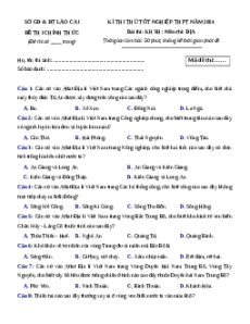 Đề thi thử tốt nghiệp Địa lí Sở Giáo dục Lào Cai năm 2024