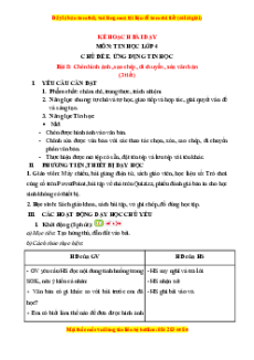 Giáo án Bài 8 Tin học lớp 4 Chân trời sáng tạo: Chèn hình ảnh, sao chép, di chuyển, xóa văn bản