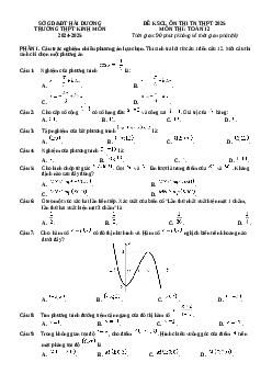 Đề thi thử tốt nghiệp THPT 2025 Toán trường THPT Kinh Môn - Hải Dương