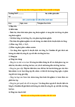 Giáo án Khái niệm về cân bằng hóa học Hóa học 11 Kết nối tri thức