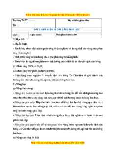 Giáo án Khái niệm về cân bằng hóa học Hóa học 11 Kết nối tri thức