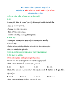 Đề cương ôn tập Giữa kì 2 Toán 9 Kết nối tri thức