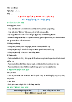 Giáo án Thể tích của một hình Toán lớp 5 Kết nối tri thức