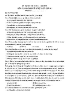 Bài tập trắc nghiệm Cuối kì 2 KTPL 12 Chân trời sáng tạo (có đúng sai, trả lời ngắn)