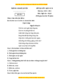 Đề thi giữa kì 2 Ngữ văn 8 Chân trời sáng tạo (Đề 9)