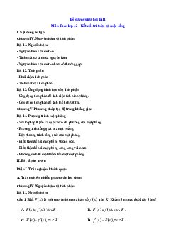 Đề cương ôn tập Giữa kì 2 Toán 12 Kết nối tri thức