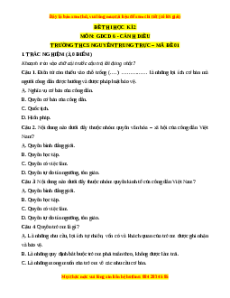 Đề thi GDCD 6 cuối kì 2 THCS Nguyễn Trung Trực - Đề 11 có đáp án