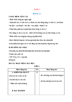 Giáo án Tuần 3 Tiếng Việt lớp 1 Cánh diều