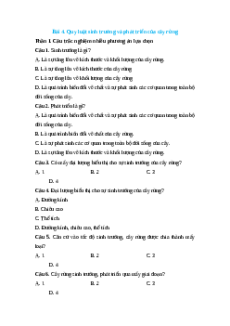 Trắc nghiệm Bài 4: Quy luật sinh trưởng và phát triển của cây rừng Công nghệ 12 Lâm nghiệp-Thủy sản Kết nối