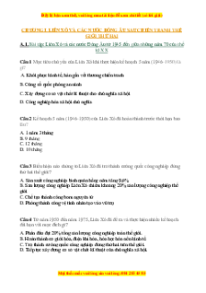 Bộ Trắc nghiệm Lịch sử 9 (cả năm) có đáp án