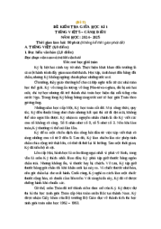 Đề thi giữa kì 1 Tiếng Việt lớp 5 Cánh diều (Đề 9)