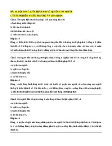 Trắc nghiệm Bài 16 Kinh tế pháp luật 10 Đúng-Sai, Trả lời ngắn: Nội dung hiến pháp 2013 và quyền con người