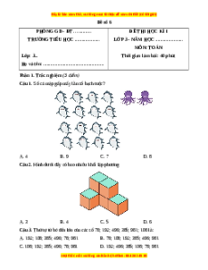 Đề thi cuối kì 1 Toán lớp 3 Chân trời sáng tạo - Đề 6